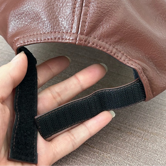 Anthropologie Wyeth Hailey in Cognac Baseball Cap Brown Faux Leather Hat Unisex - Picture 8 of 9